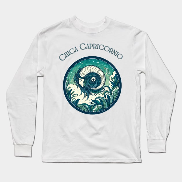 "Capricorn Spanish Celestial Symphony"- Zodiac Horoscope Star Signs Long Sleeve T-Shirt by stickercuffs